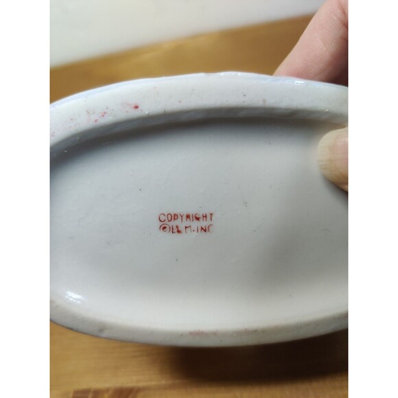 Vintage L&M Inc Blue White Horn Blowing Boy Vase 5" - Picture 9 of 9